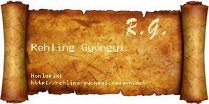 Rehling Gyöngyi névjegykártya